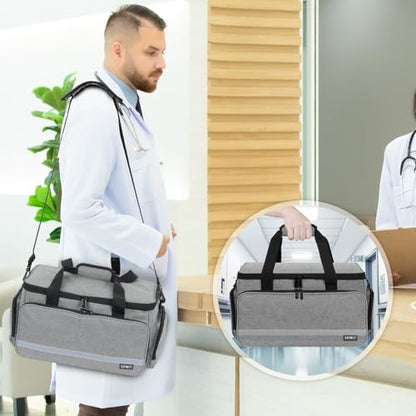 LEFOR·Z Medical Bag Home Health Nurse Bag Empty First Aid Storage Bag with Detachable Divider Medical Supplies Bag for Nursing Student,Therapist,Doctors(Grey) - style: Gray-large