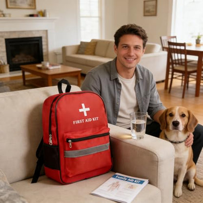 Pet First Aid Backpack Empty with Portable Bag for Pet First Aid Kits, Home Outdoor Travel Camping Emergency Supplies Storage (Red,White)