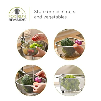 Fox Run Stainless Steel Colander, Triangular 3 Quart Pasta Strainer - size: 3 Quart, Triangular
