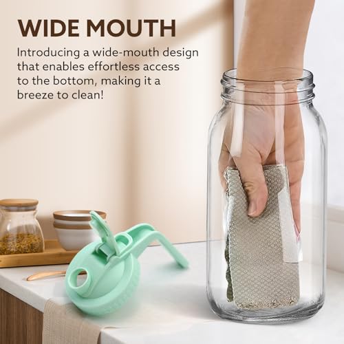 Mihlapi 32 oz Breast Milk Pitcher, 1 Quart Glass Mason Jar with Lid - color: Green, size: 32 Ounces