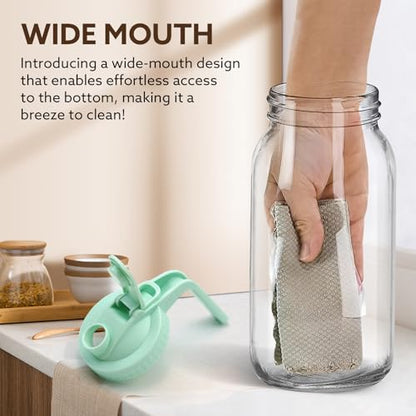 Mihlapi 32 oz Breast Milk Pitcher, 1 Quart Glass Mason Jar with Lid - color: Green, size: 32 Ounces