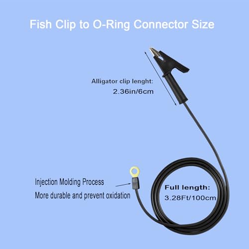 Electric Fence Wire Connectors Jumper Leads Cable Alligator Clips 2PCS | for Solar Fence Charger,Energizer Connector 3.28Ft - size: 16AWG