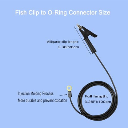 Electric Fence Wire Connectors Jumper Leads Cable Alligator Clips 2PCS | for Solar Fence Charger,Energizer Connector 3.28Ft - size: 16AWG