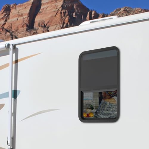 RV Window, 24" X 36" Universal RV Window Vertical Slide W/Trim Ring, Vertical Sliding Glass Window with Screen Window for Cargo, Horse Trailer, Marine Camper Window Replacement (24" X 36") - size: 24" X 36"