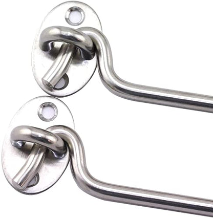 8 Inch Cabin Hook Eye Latch Wind-Proof Lock Shed Stainless Steel Gate Door Window Safety Stopper Silent Holders Catch Lock with Mounting Screws - size: 8 Inch