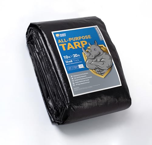 GUARD SHIELD Tarps Heavy Duty Waterproof 10x20 Feet Black Poly Tarp Cover Outdoor Thick UV Resistant Tarpaulin with Grommets 10mil - color: Black, size: 10x20
