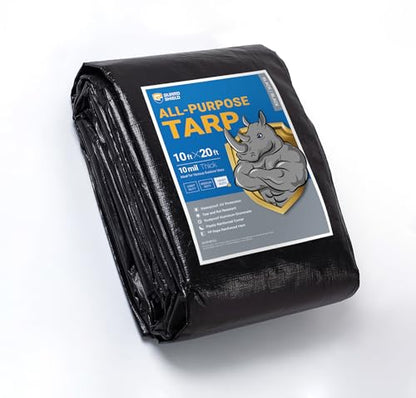 GUARD SHIELD Tarps Heavy Duty Waterproof 10x20 Feet Black Poly Tarp Cover Outdoor Thick UV Resistant Tarpaulin with Grommets 10mil - color: Black, size: 10x20