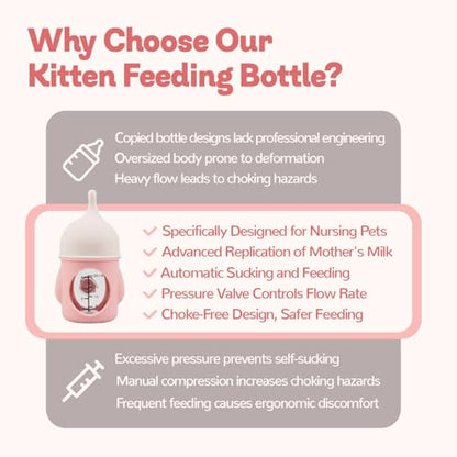 Ergonomic Pet Nursing Bottle,Puppy Bottles for Nursing Puppy Milk - 20ml Slow Flow Kitten Bottle Feeding kit for Newborn Kittens/Puppies/Small Animals, Easy-Clean Silicone Feeder (‌Pink‌) - color: ‌Blush Pink‌