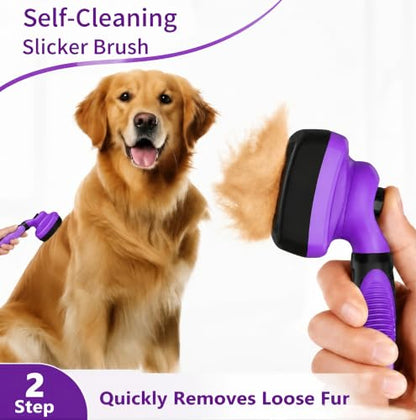Cat Grooming Kit,Kitten Puppy Pet Dog Grooming Kit,Dog Slicker Brush,9PCS - color: Purple-9