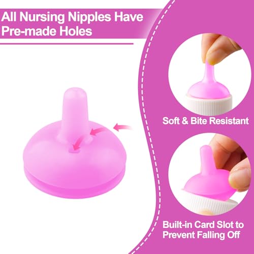 Pet Feeding Nipple with Syringe, Soft Silicone Nursing Pet Feeding Bottle, Ventilation Valve Resistant Tearing for Puppies, Kittens, Rabbit, Small Wildlife (L Nipple,Pink) - color: Pink-L Size