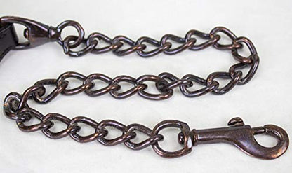 Derby Originals Bronze Beauty Premium Round Rolled Leather Cattle Show Halter with Matching Chain Lead - color: Chestnut, size: Small