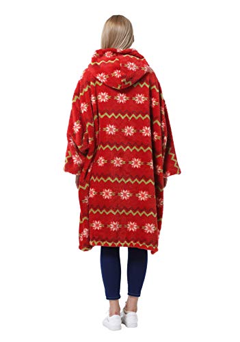 Catalonia Oversized Blanket Hoodie, Wearable Fleece Blanket Sweatshirt - color: Mistletoe / Plush