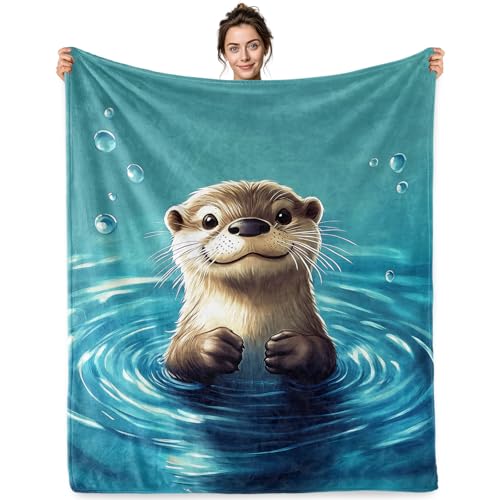Jekeno Otter Gifts Blanket Cute Ocean Blue Water Ripples Throw Blanket - color: Otter, size: 50x60 Inch