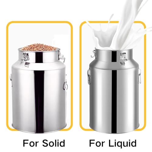 Milk Can 5L/1.32Gal Stainless Steel Seamless Milk Jug Milk Pail Milk Bucket with Handle Protable Liquid Container for Home, Farm, Transport