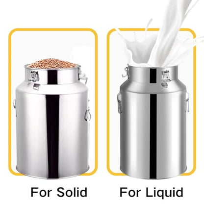 Milk Can 5L/1.32Gal Stainless Steel Seamless Milk Jug Milk Pail Milk Bucket with Handle Protable Liquid Container for Home, Farm, Transport