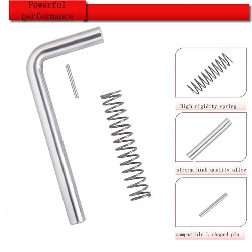 2PCS Spring Loaded Latch pin,Spring gate Latch with Screws [ 2mm (0.08in) Thick, pin Diameter 10mm(0.4in), Length 12.7mm(5in) ],Barrel Bolt latches,Door pin Lock ,Trailer ramp latches - size: 2*Alloy-M10*5in-silver