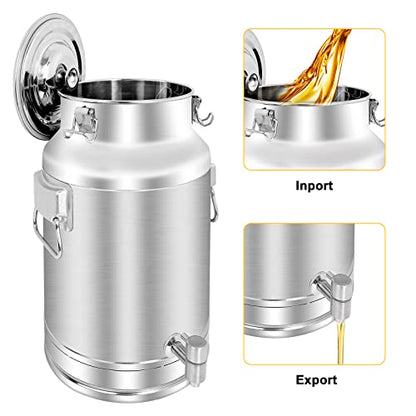 304 Stainless Steel Milk Can，35L Milk Bucket Wine Pail Bucket 9.25 Gallon Milk Can Tote Jug with Sealed Lid Heavy Duty for Milk and Wine Liquid Storage - size: 35L