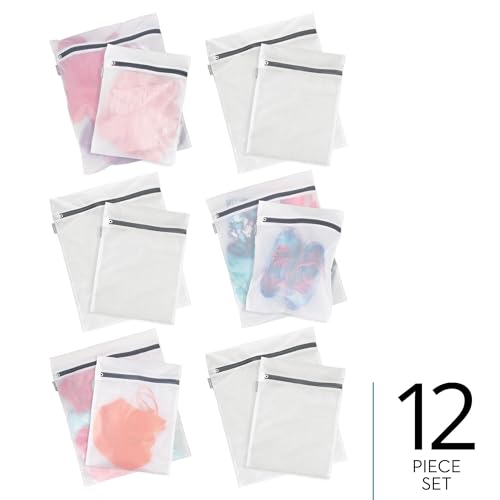 iDesign Medium and Large Laundry Delicates-Set of 12-White Mesh Wash Bags M12 - size: Medium and Large, style: Pack of 12