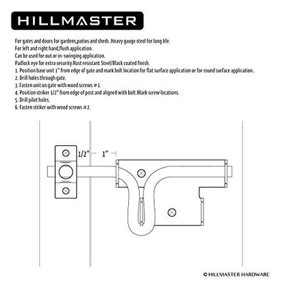 HILLMASTER Heavy Duty Slide Bolt Gate Latch with Padlock Hole, Sliding Bolt Gate Lock Door Latches Hardware for Wooden Fences Barn Doors, 2 Pack - size: 2 Pack