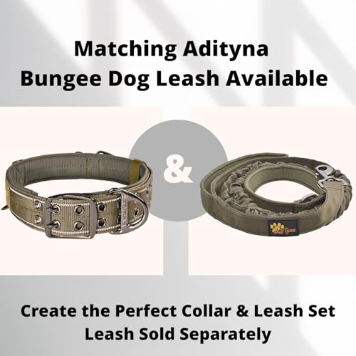 ADITYNA Heavy Duty Green Dog Collar for Medium Dogs with Traffic Handle - color: Ranger Green, size: Medium: Fit 15-19" Neck