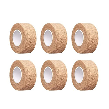 6 Pieces 1 Inch Wide Skin Colour Elastic Self- Adhesive Bandage Finger Tape,Bandage Wrap for Wrist and Ankle,Chair and Table Legs to Reduce Friction and Noise - color: Skin Colour 6pcs