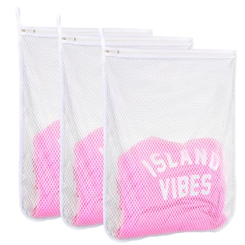 3 pcs Durable Honeycomb Mesh Laundry Bags for Delicates 3 Large (16" x 19") - size: 3 Large