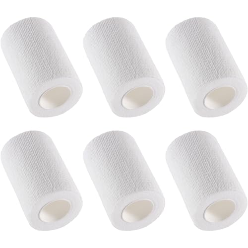 IndigoCase 6 Pack Self Adhesive Bandage Wrap 3 Inch x 5 yd Elastic Tape - color: White, size: 3 Inch - 6 Pack