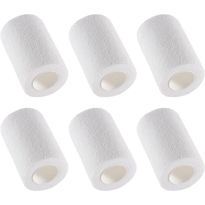 IndigoCase 6 Pack Self Adhesive Bandage Wrap 3 Inch x 5 yd Elastic Tape - color: White, size: 3 Inch - 6 Pack