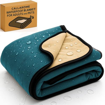 Waterproof Blanket for Bed & Couch Protection, Blue/Beige, 80"x90" - color: Navy Teal / Butter Pecan, size: 80x90 inch