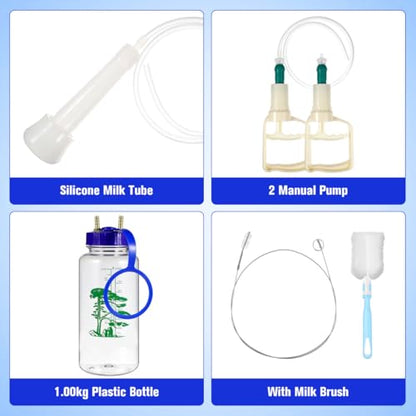 1Set Portable Manual Milking Machine for Cows and Sheep Cattle Milking Equipment Food-Grade Plastic Easy to Use and Clean for Dairy Farms Home Use