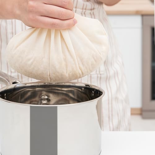 Reusable Jelly Strainer Bags - 100% Organic Cotton Juice Strainer Bags - Large, Reusable, Washable, and Biodegradable Kefir, Kava, Pulp & Yogurt Strainer Bags (3 Medium - 12"x12") - size: 3 Medium: 12"x12"