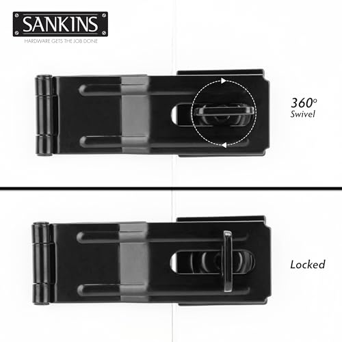 4.5" Swivel Staple Safety Hasps Latches with Twist Knob, Black 1Pcs - color: Black