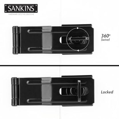 4.5" Swivel Staple Safety Hasps Latches with Twist Knob, Black 1Pcs - color: Black