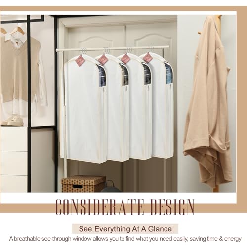 Briwooody Cotton Linen Garment Bags, 2 Sets, Moth Protection, Beige - color: Beige