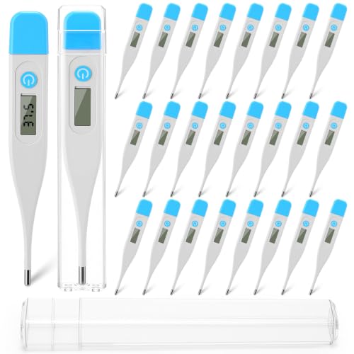 24 Pack Digital Thermometer for Adults Digital Oral Thermometer for Fever Basal Body Fast Reading Hard Probe for Underarm Rectal Mouth Temperature Measurement