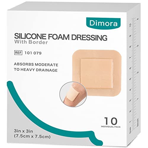 Dimora Silicone Foam Dressing Adhesive Gentle Border 3" x 3" in - size: 3"x3"(10Packs)