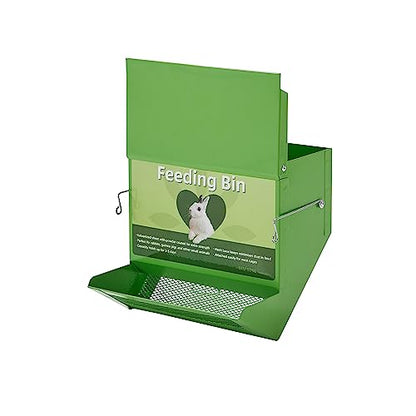 Metal Small Animal Feeder with Lid, Heavy Duty, Large Capacity Food Dispenser, Great for Rabbits, Guinea Pigs, Chinchillas and Other Small Animals (7.4 inch, Green) (Pack of 2) - color: Green, size: 7.4 inch (Pack of 2)