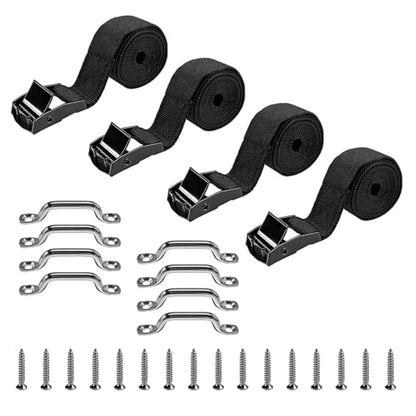 4 Set 1"x 47.2"(4 ft) Battery Tie Down Strap Kits, Battery Box Hold-Down Straps with Stainless Steel Cam Buckles & Screws, Adjustable Tie Down Straps for Boats Cars Coolers - color: 4 PCS