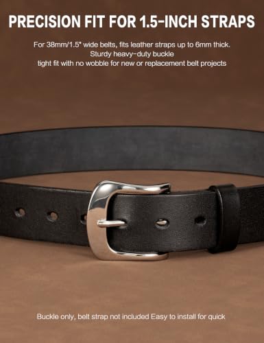 1.5" Heavy Duty Stainless Steel Belt Buckle, Solid Polished Metal for DIY Belts, Dog Collars & Horse Tack - color: Stylle-3