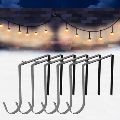 Adjustable Outdoor Light String Hooks for 6-11 inch Concrete Cinder Block Wall and Fences,6 Pcs Metal No Drill String Light Hangers,Outside Hanging Rope Lights Cable Cord Holders Organizer (6-11 in) - size: 6-11 in