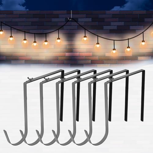 Adjustable Outdoor Light String Hooks for 6-11 inch Concrete Cinder Block Wall and Fences,6 Pcs Metal No Drill String Light Hangers,Outside Hanging Rope Lights Cable Cord Holders Organizer (6-11 in) - size: 6-11 in