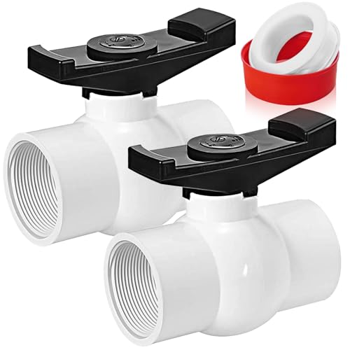 Boltigen 2 inch PVC Ball Valve Threaded, 2Pack Double Female NPT PVC Shut Off Valves with Full Flow Port, SCH40 Plastic Water Control Valve, for Swimming Pool, Agricultural Irrigation, Sewage Pipes - size: 2 Inch