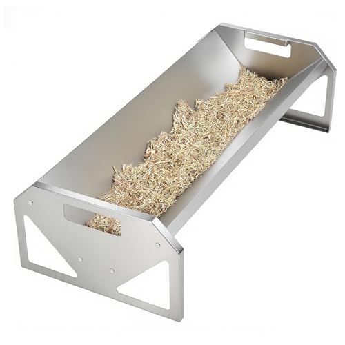 ECOTRIC Livestock Feeder, 45" Length for 10Sheeps Once, 22 Gallon Feeder - color: Silvery