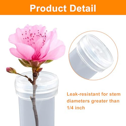 Plastic Stem Water Tubes, Clear+Green, 50Pcs, 2.8 Inches - color: Clear + Grren