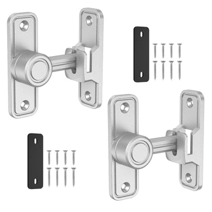 Barn Door Lock 2.4" 90/180 Flip Gate Latch, Sliver 2-Pack - color: Silver-2 Pcs