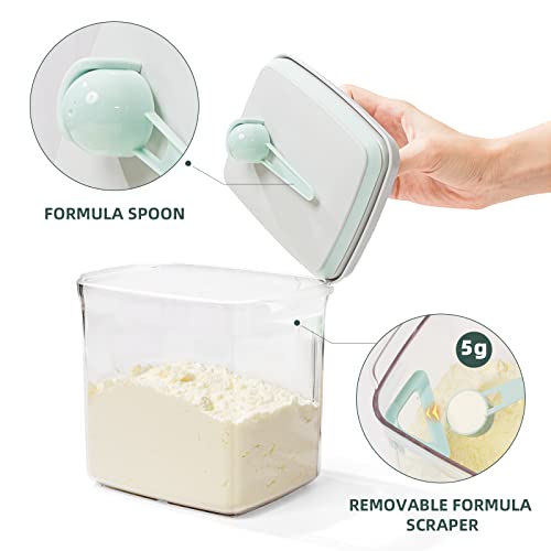 Baby Formula Container for Home, 2 Pack 1700ml Airtight Pop Top Dispensers | 21oz/600g Each with 5g Scoop, Scraper, Spoon Holder and Pop Top Lid for Nursery, Daycare, Twins and Nighttime Bottle Feeding - color: 2*21 oz - Clear