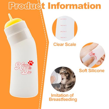 Pet Feeding Nipple with Syringe, Soft Silicone Nursing Pet Feeding Bottle, Ventilation Valve Resistant Tearing for Puppies, Kittens, Rabbit, Small Wildlife (Yellow) - color: Yellow-S Size