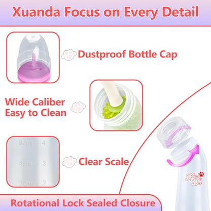 Pet Feeding Bottle,3 Pack Wide Mouth Angled Nursing Bottle, 3 Sizes Nipples with Ventilation Valve Resistant Tearing Perfect for Puppies, Kittens, Small Wildlife(Pink) - color: pink