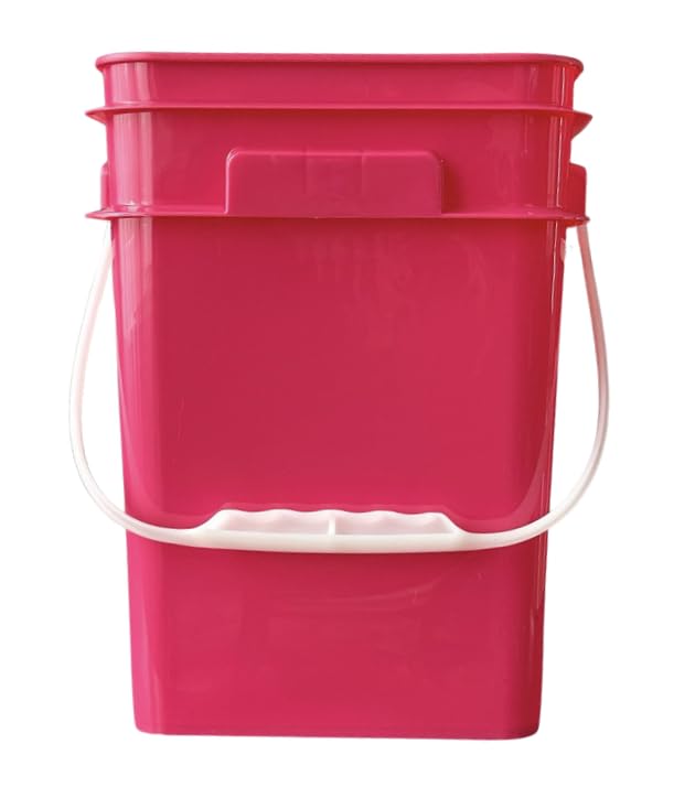 House Naturals 4 Gallon Square Food Grade Plastic Bucket with Lid, Made in USA (Pack of 2) BPA Free (Magenta) - color: Magenta