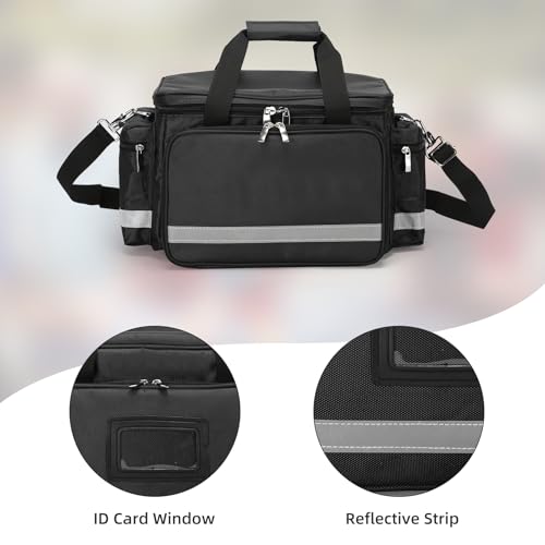 First Aid Bag Medical Empty Bag Emergency Responder Trauma Bag Empty, Professional First Aid Kits Storage Medical Bag with Inner Dividers and No-Scratch Bottom Home Health - color: Black, size: 21.65" x 17.72"x 11.81"